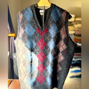 At-Ease Men’s XL Argyll Golf Shetland Wool Vest/Waistcoat. Gorgeous Thick Knit.